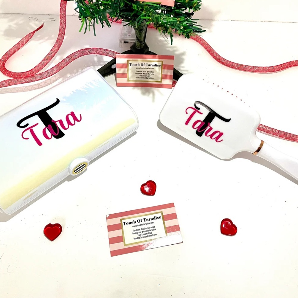 Personalized White Hair Brush and Case Set